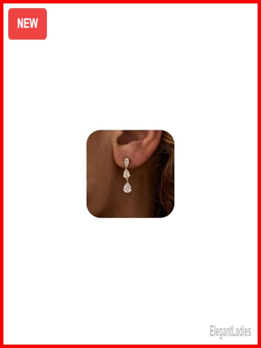 14K Gold Plated Long Cubic Zirconia Drop Dangle Earrings for Women Wedding